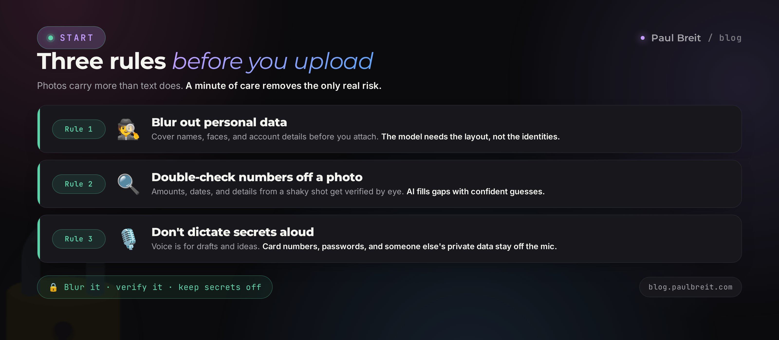 What you can and can't show AI: privacy for photos, screenshots, and voice