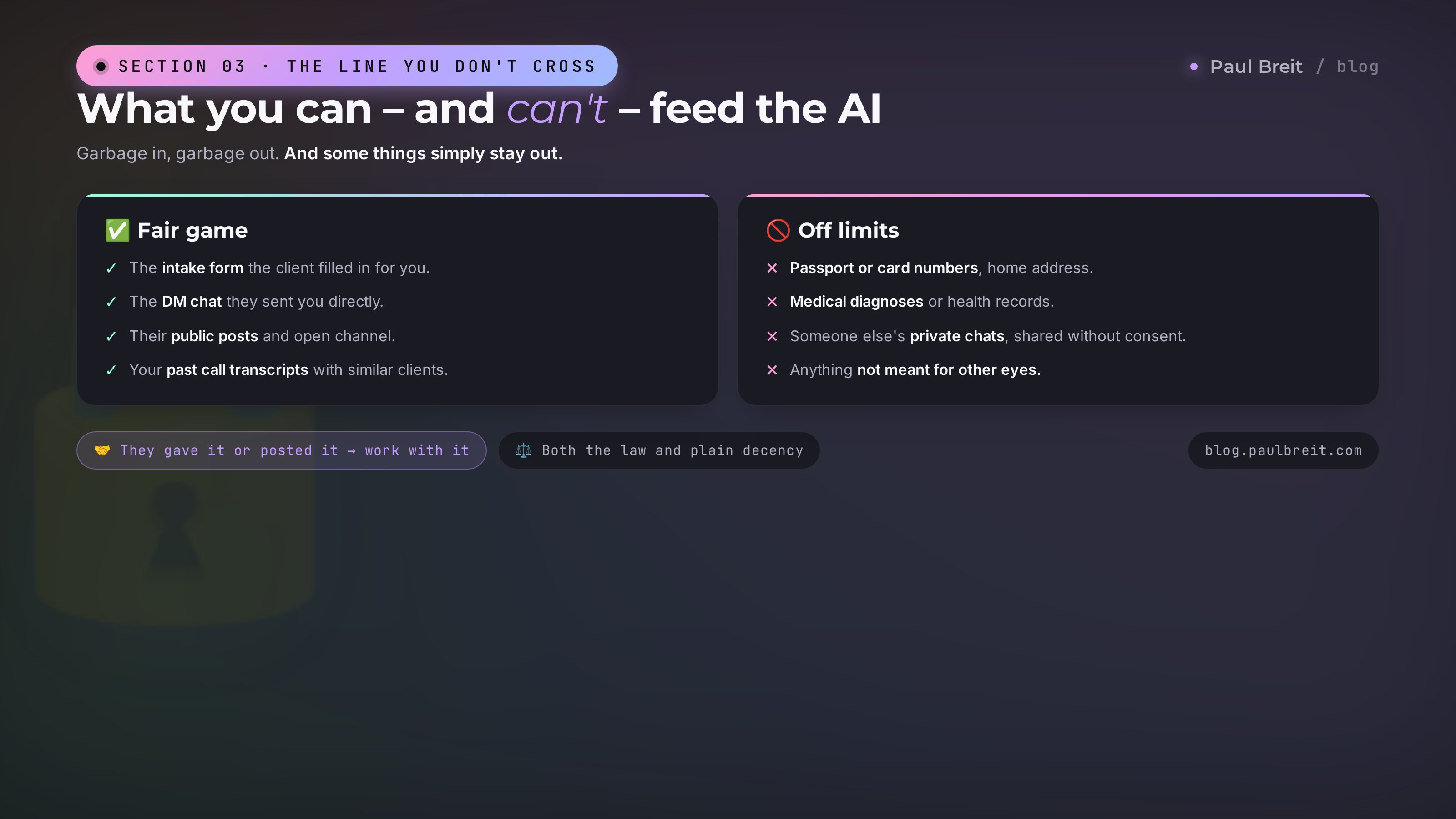 What you can and can't feed the AI: fair game versus off limits