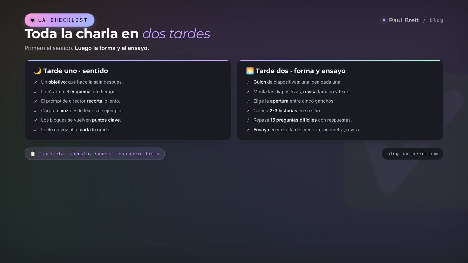 Una checklist para preparar una charla con IA en una tarde