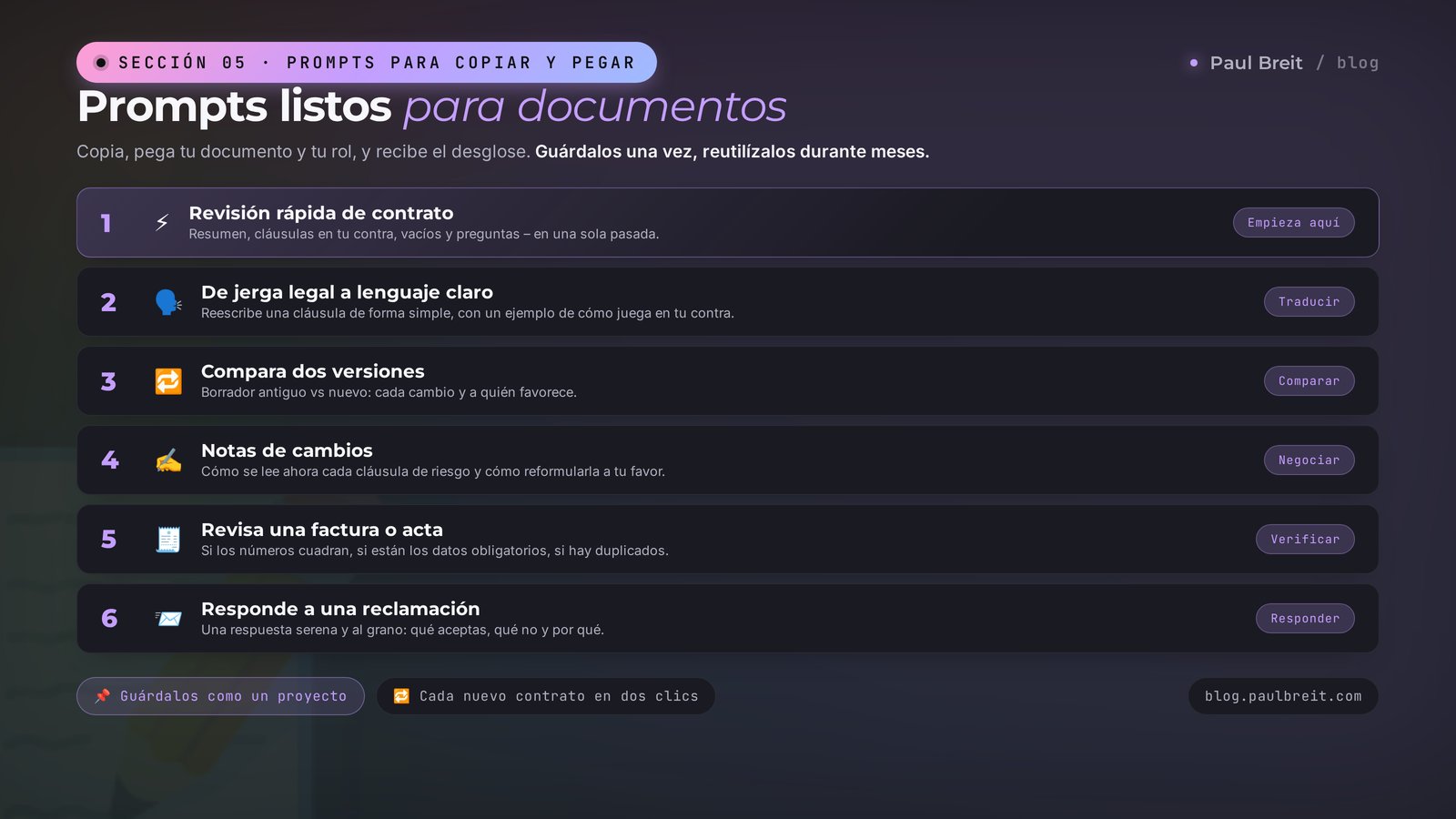 Prompts listos para revisar contratos y documentos
