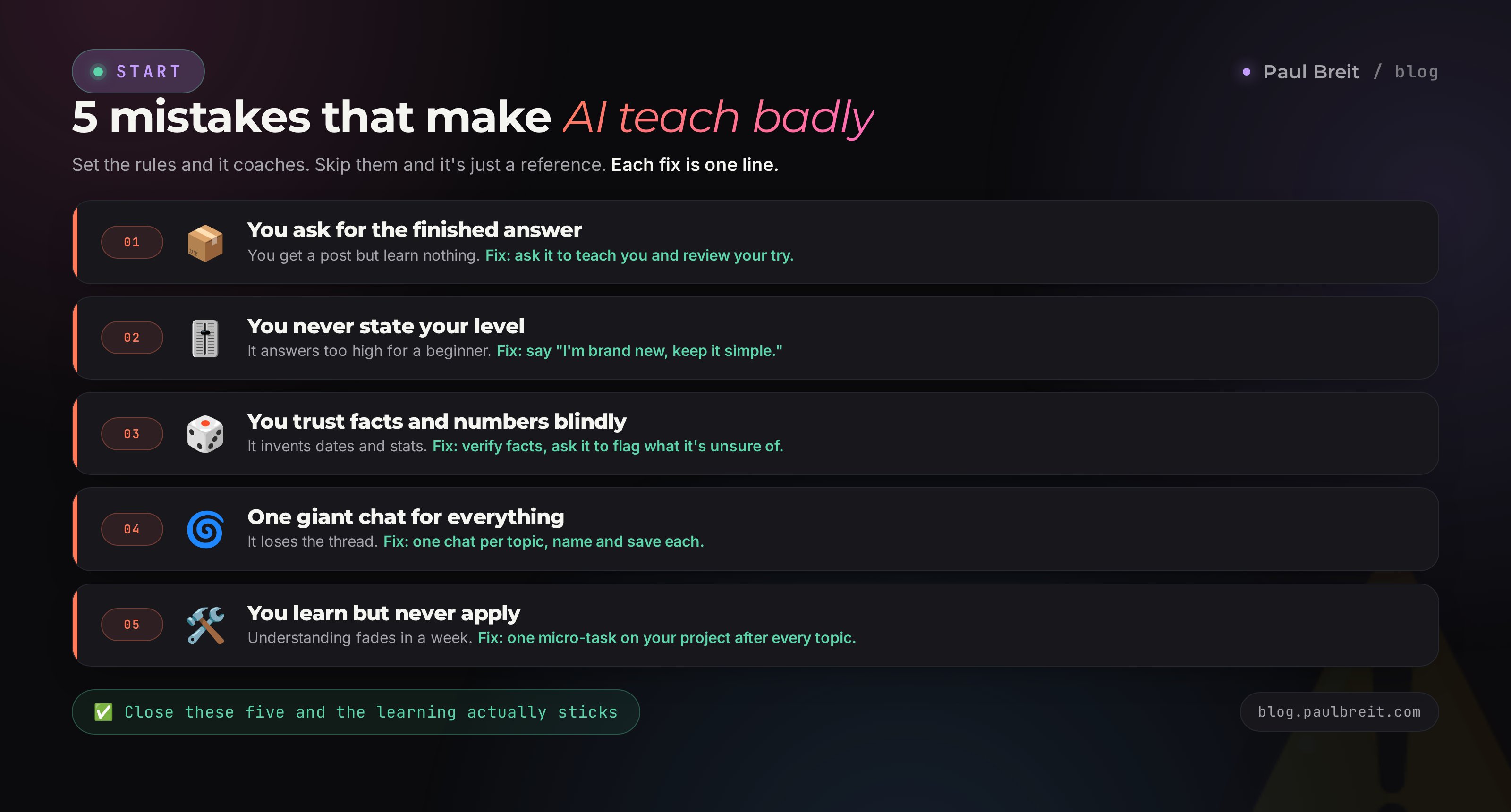5 mistakes in learning with AI and how to fix each one