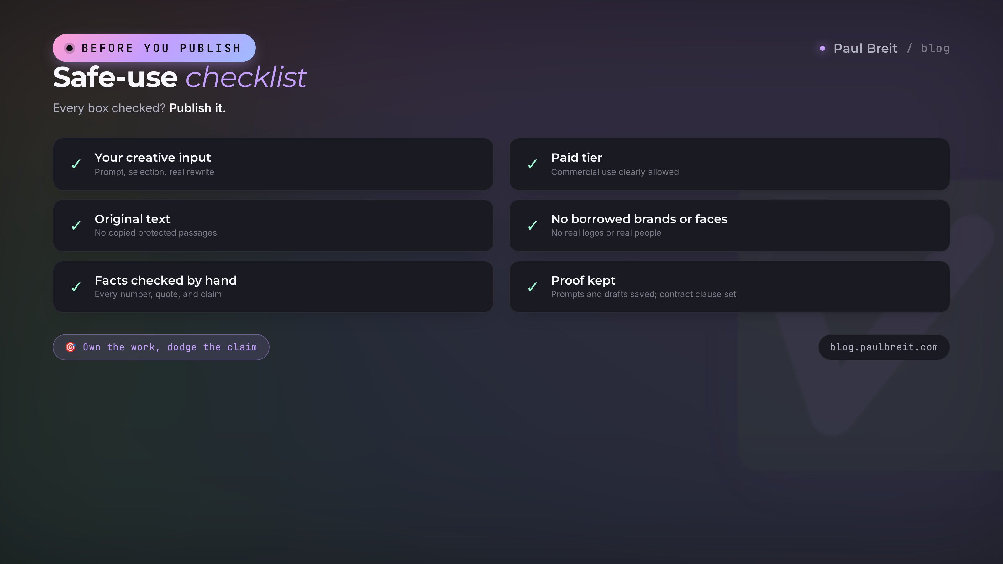 Checklist: how to safely use AI content in your business